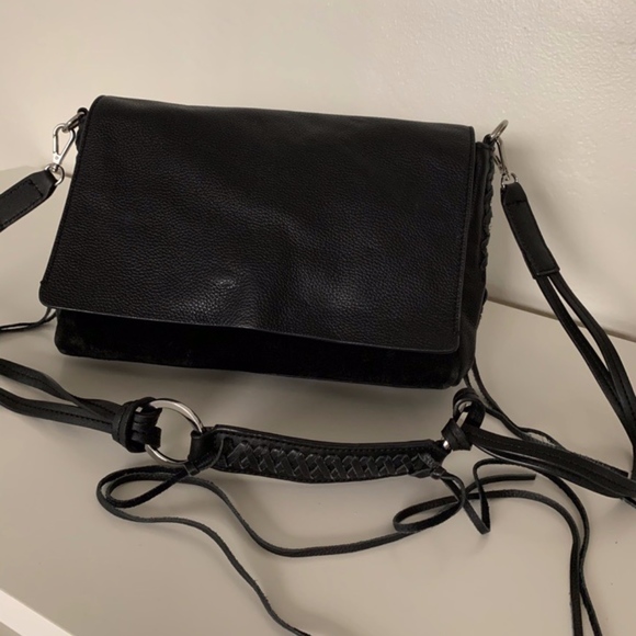 Zara Handbags - Black real leather and suede bag Zara perfect cond